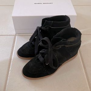 Isabel Marant - Boston Suede Leather Black Sneakers, Size 40